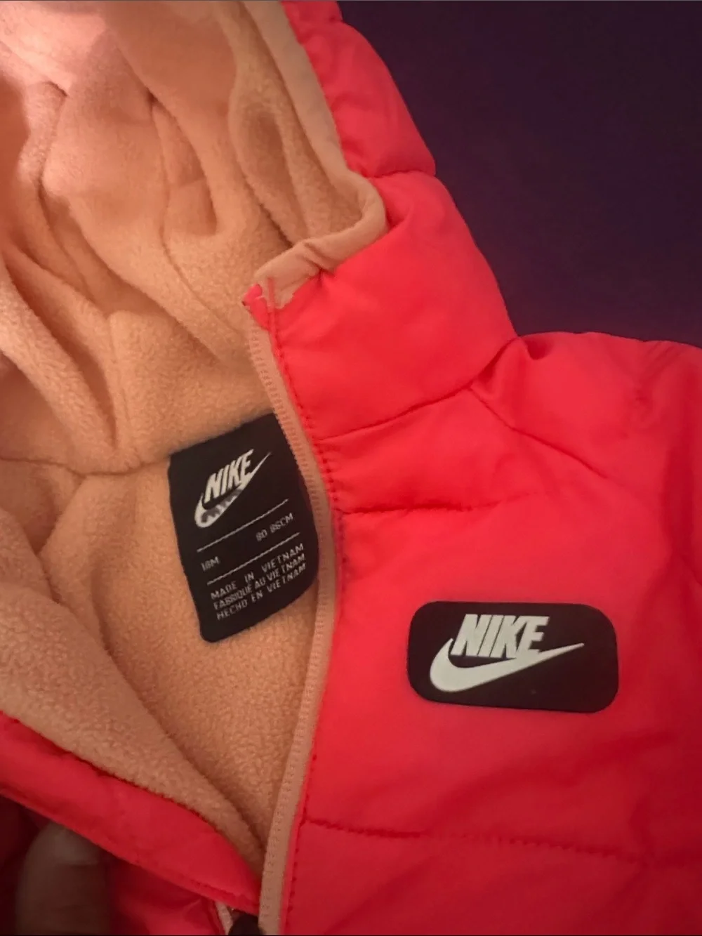 Nike Hot Pink Hooded Puffer One-Piece